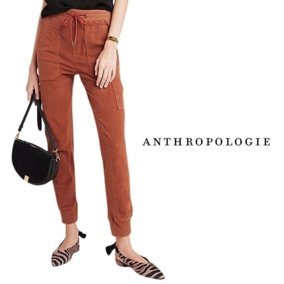 Anthropologie By Anthropologie Leigh Corduroy Jogger Pants Brown Drawstring - XS - Picture 1 of 14